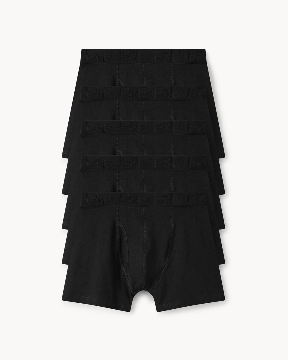 image 1 of F&F 5-Pack Cotton Rich Trunks in Black
