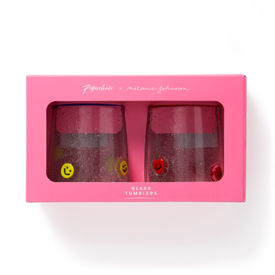 image 1 of Paperchase x Mélanie Johnsson Valentines 2 Pack Glass Tumblers