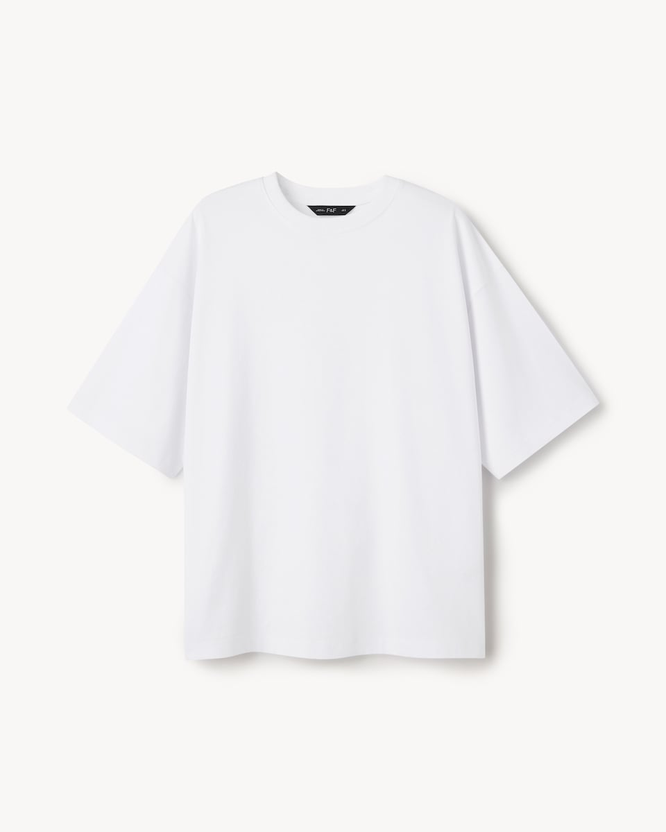 image 1 of F&F Pure Cotton Oversized Fit T-Shirt in White