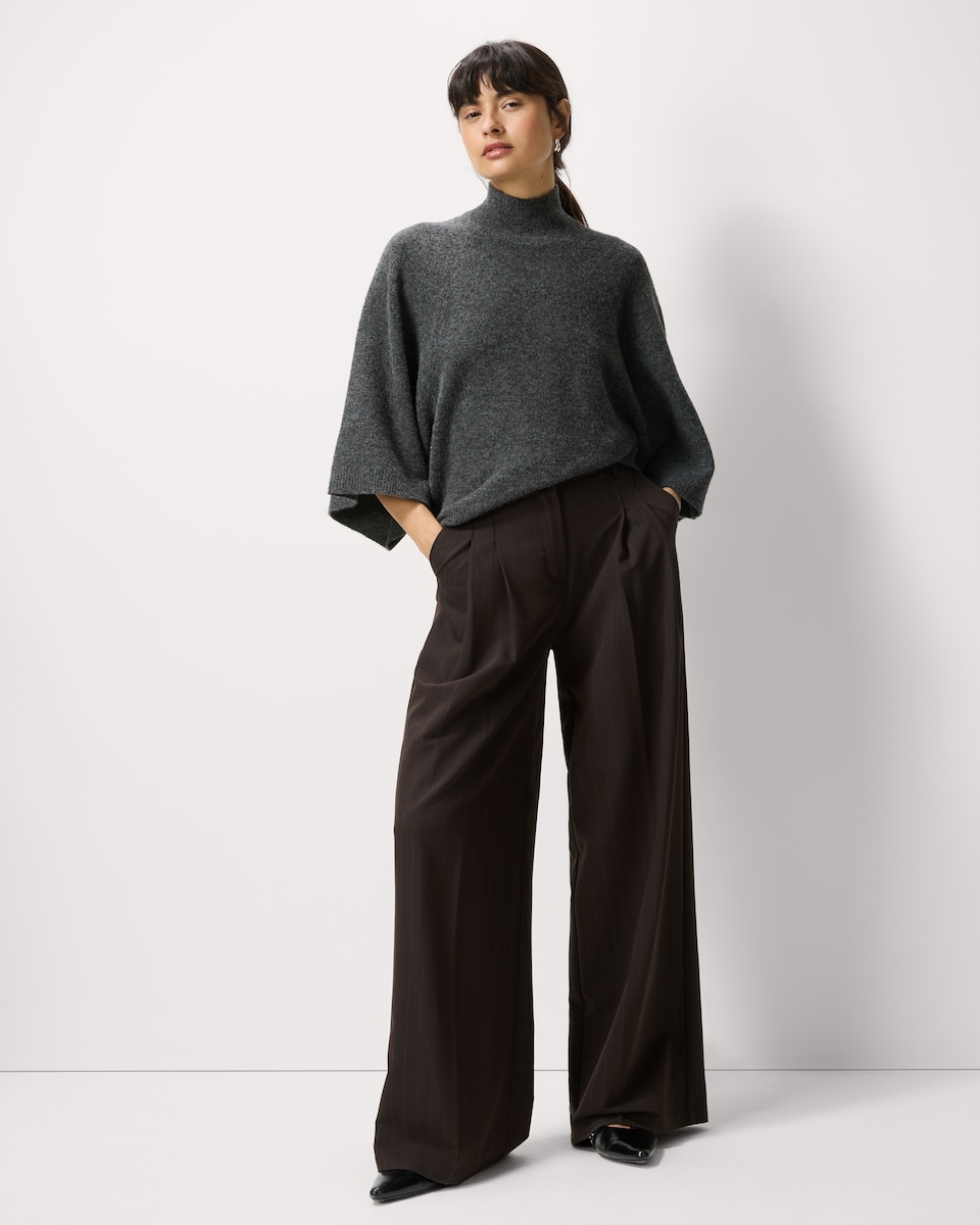image 1 of F&F Turtle Neck Wide Sleeve Jumper in Grey