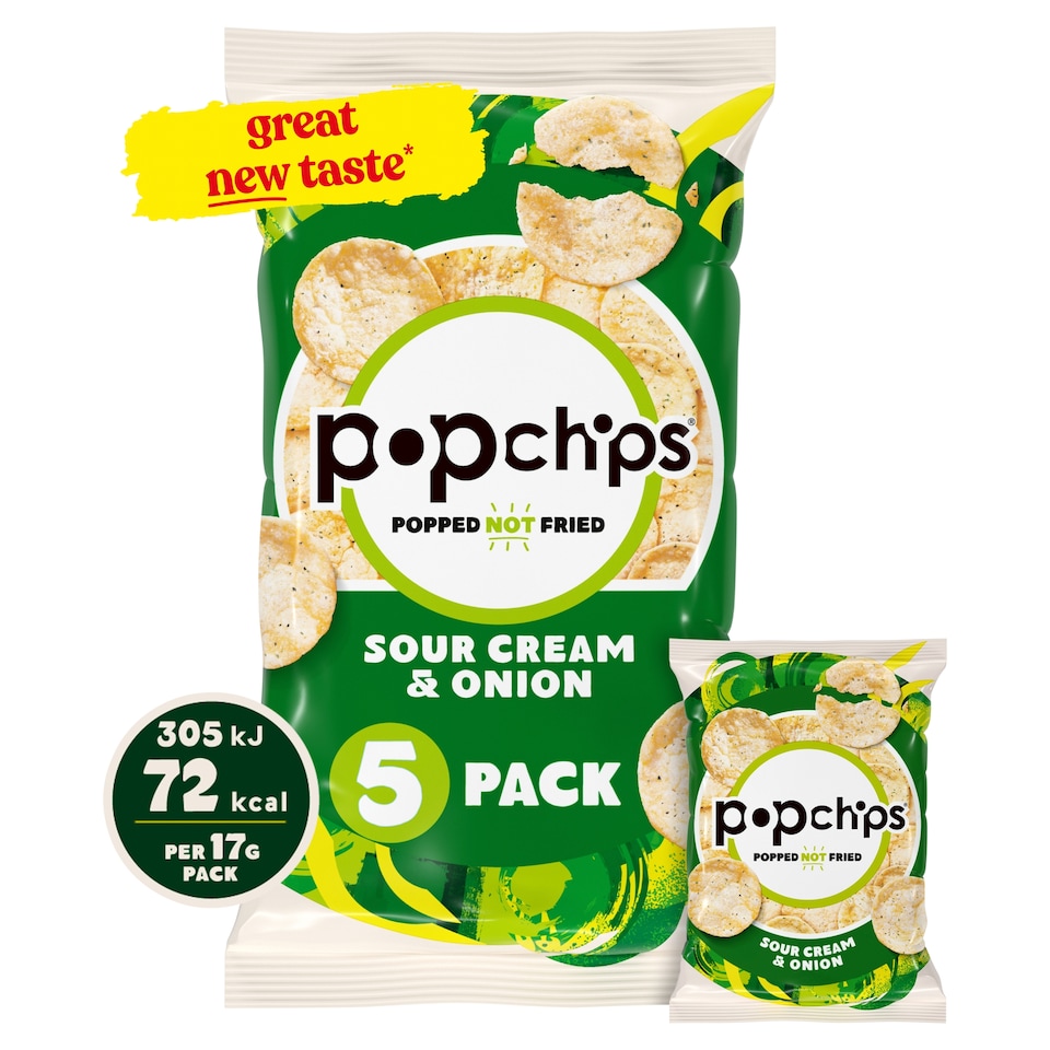 image 1 of Popchips Sour Cream & Onion Multipack Crisps 5x17g