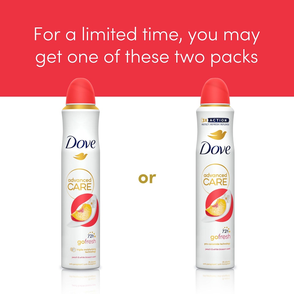 image 1 of Dove Women Peach & White Blossom 72h Advanced Care Antiperspirant Deodorant 200ml