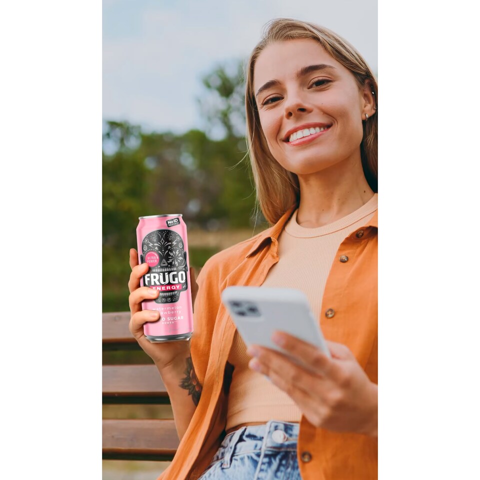 image 1 of Frugo Energy Drink - Watermelon & Strawberry Zero Sugar 330ml