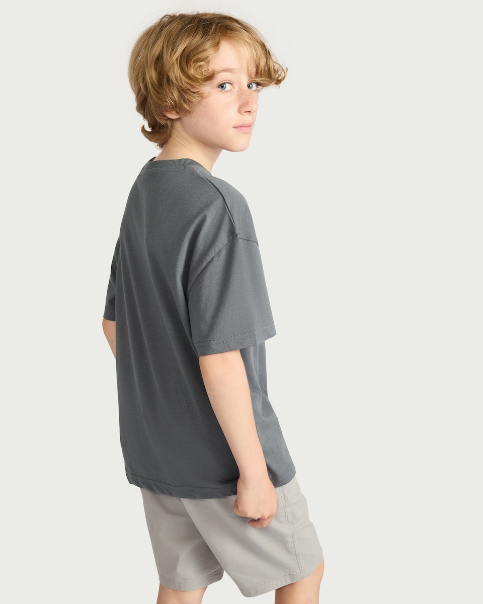 image 1 of F&F Boys Pure Cotton Racing Car Print Oversized Fit T-Shirt in Grey
