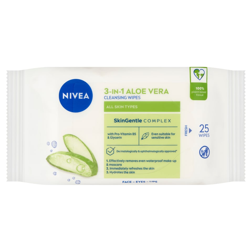 image 1 of NIVEA 3-in1 Aloe Vera Cleansing Wipes 25 pcs