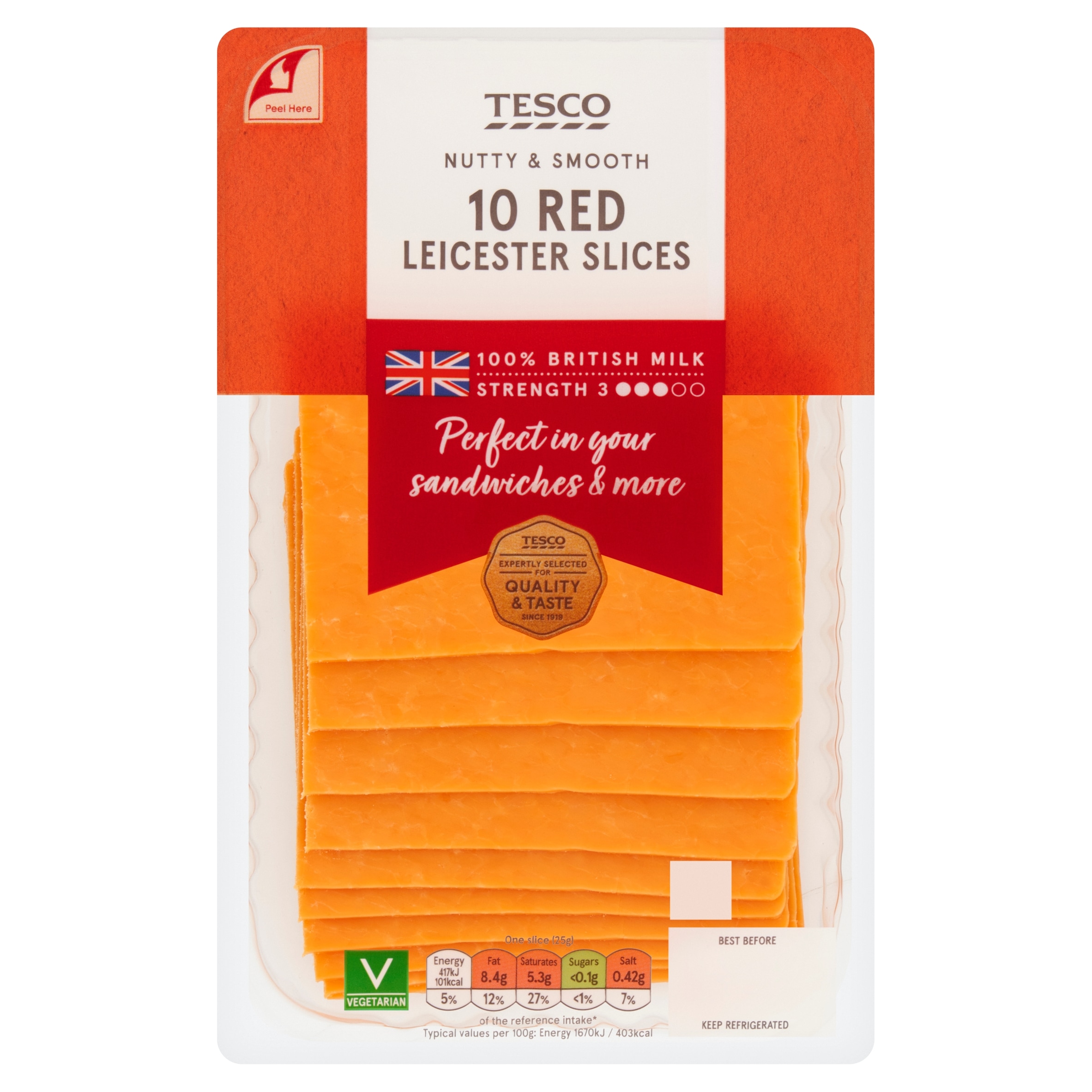 Tesco 10 Red Leicester Slices 250G