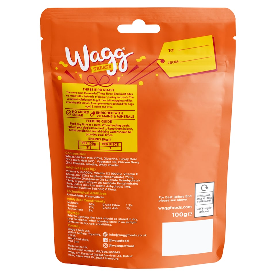 image 1 of Wagg Three Bird Roast Dog Treats Clip Strip 100g