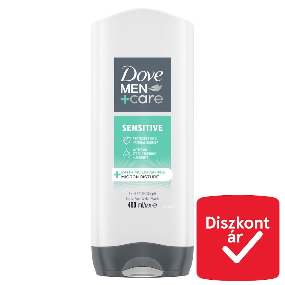 Dove Men+Care Sensitive tusfürdő testre, arcra, hajra 400 ml