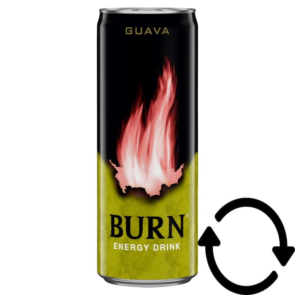 Burn Guava szénsavas guava ízű ital koffeinnel, B-vitaminokkal, inozitollal 250 ml