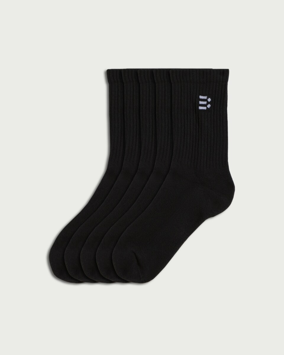 F&F Active 5-Pack Cotton Rich Sports Ankle Socks in Black