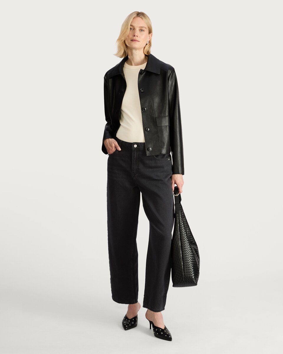 image 1 of The F&F Edit Barrel Leg Jeans in Black