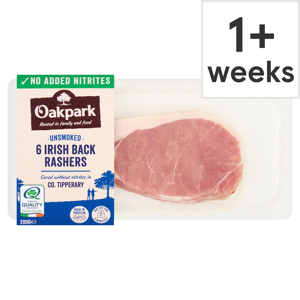 Oakpark Unsmoked 6 Irish Back Rashers 200g