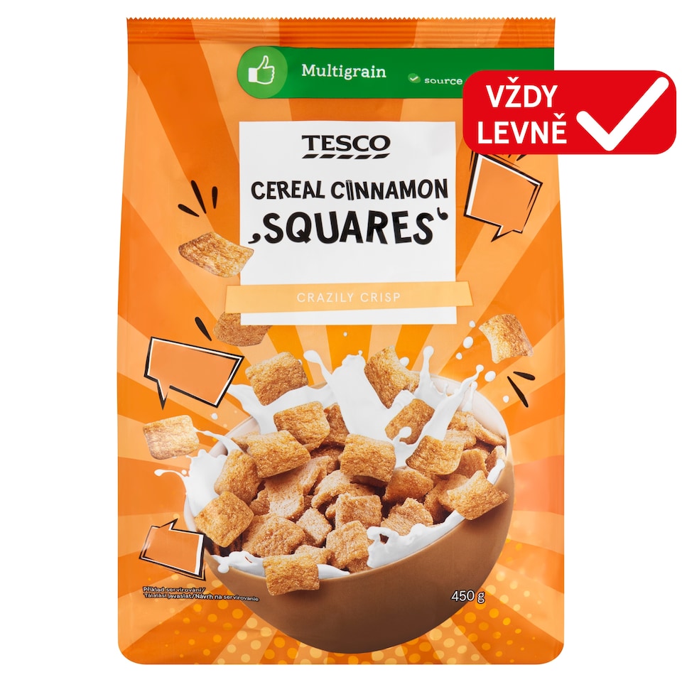 Tesco Obilné čtverečky se skořicí 450g
