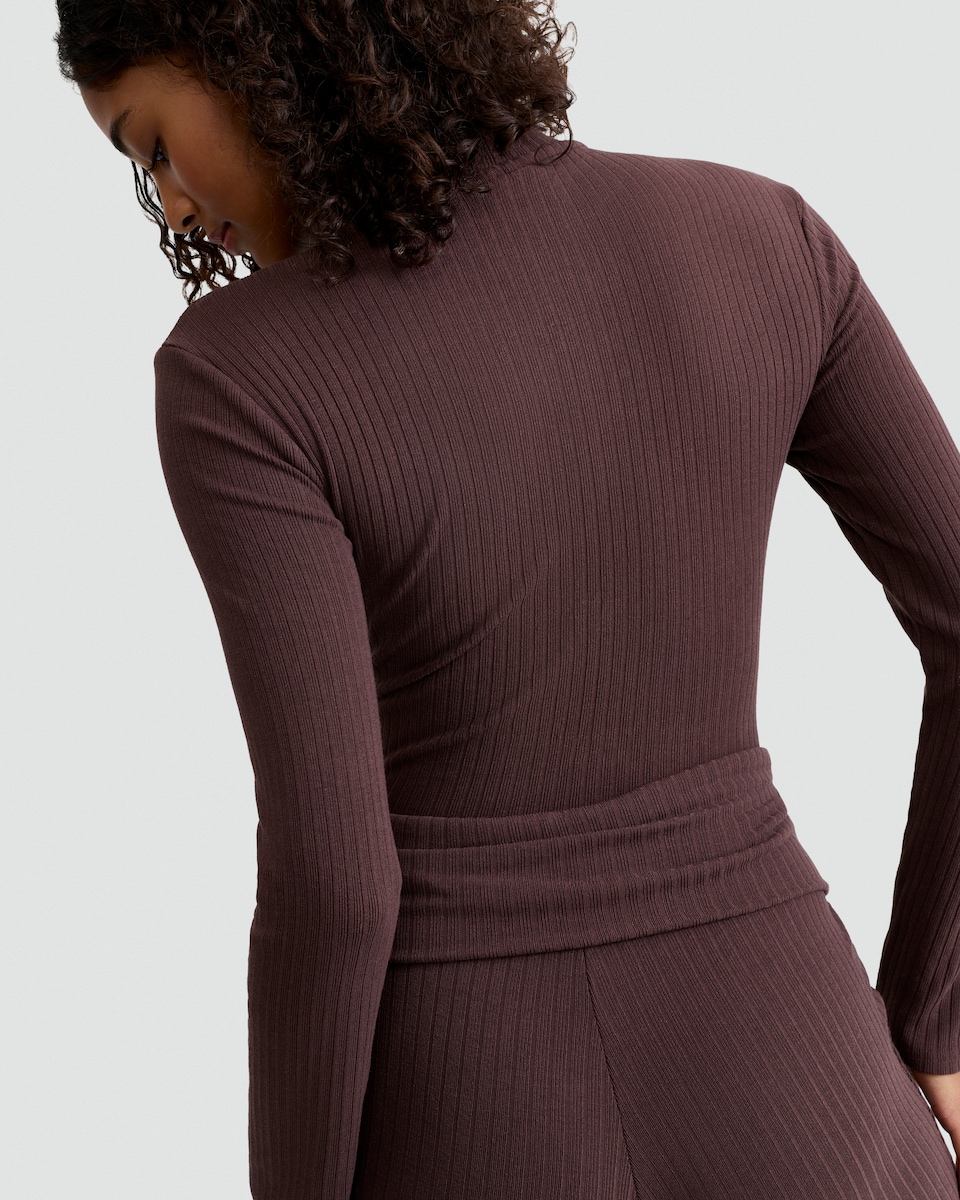 image 1 of OH ME OH MY Ribbed Zip Up Co-ord Jacket in Brown