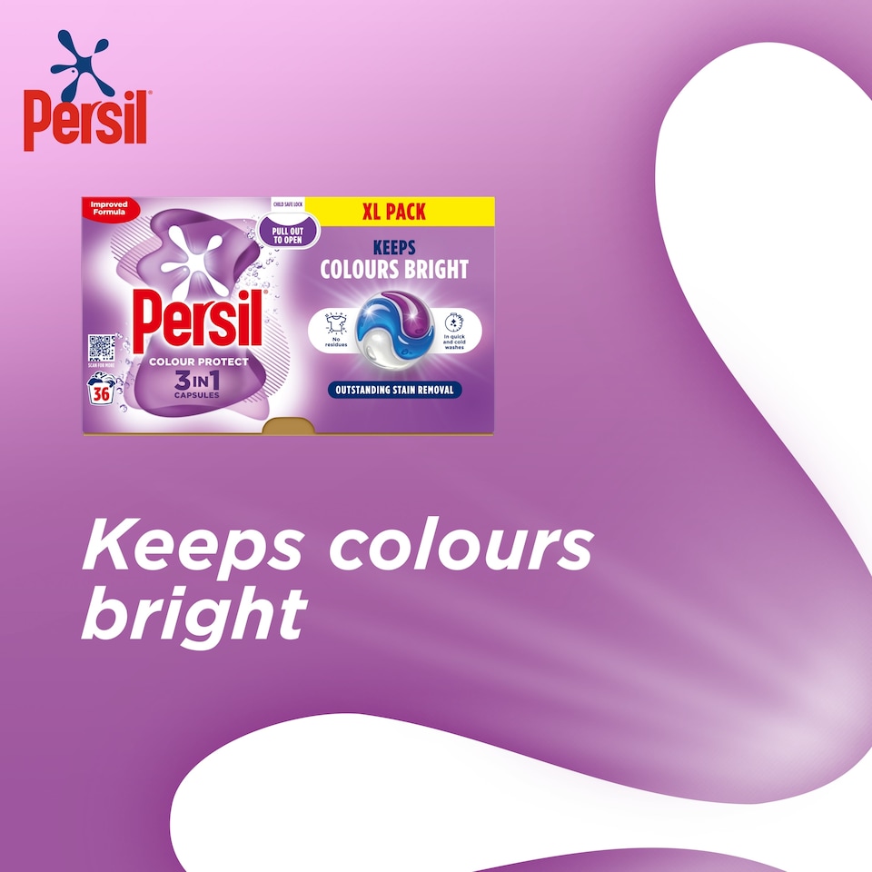 image 1 of Persil Colour Protect 3 in 1 Laundry Washing Detergent Capsules 36 Washes 759.6g