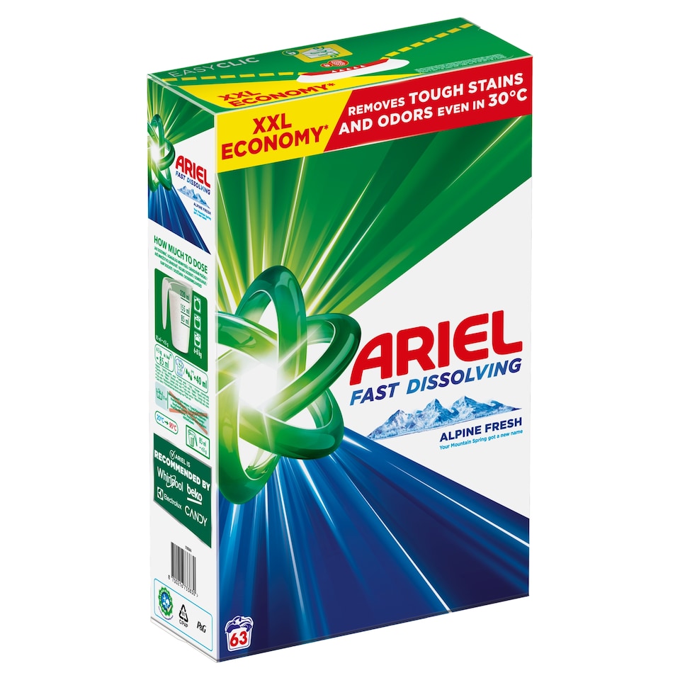 obrázok 1 z Ariel Alpine Fresh Prášok na pranie 3.465kg, 63 praní