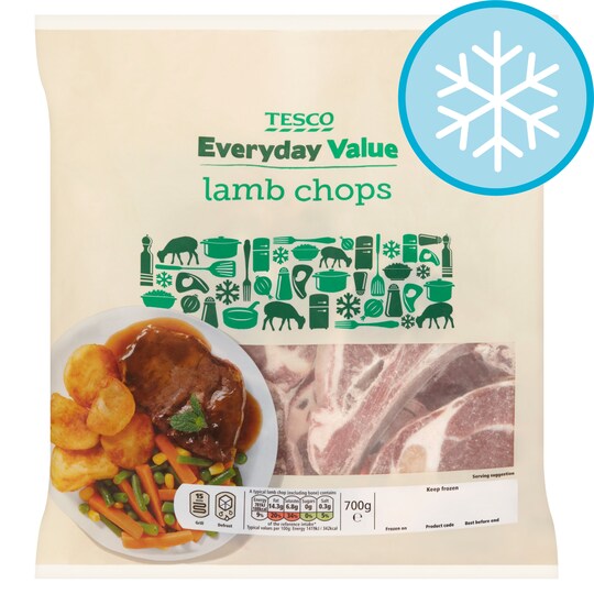 Tesco Everyday Value Lamb Chops 700G Tesco Groceries