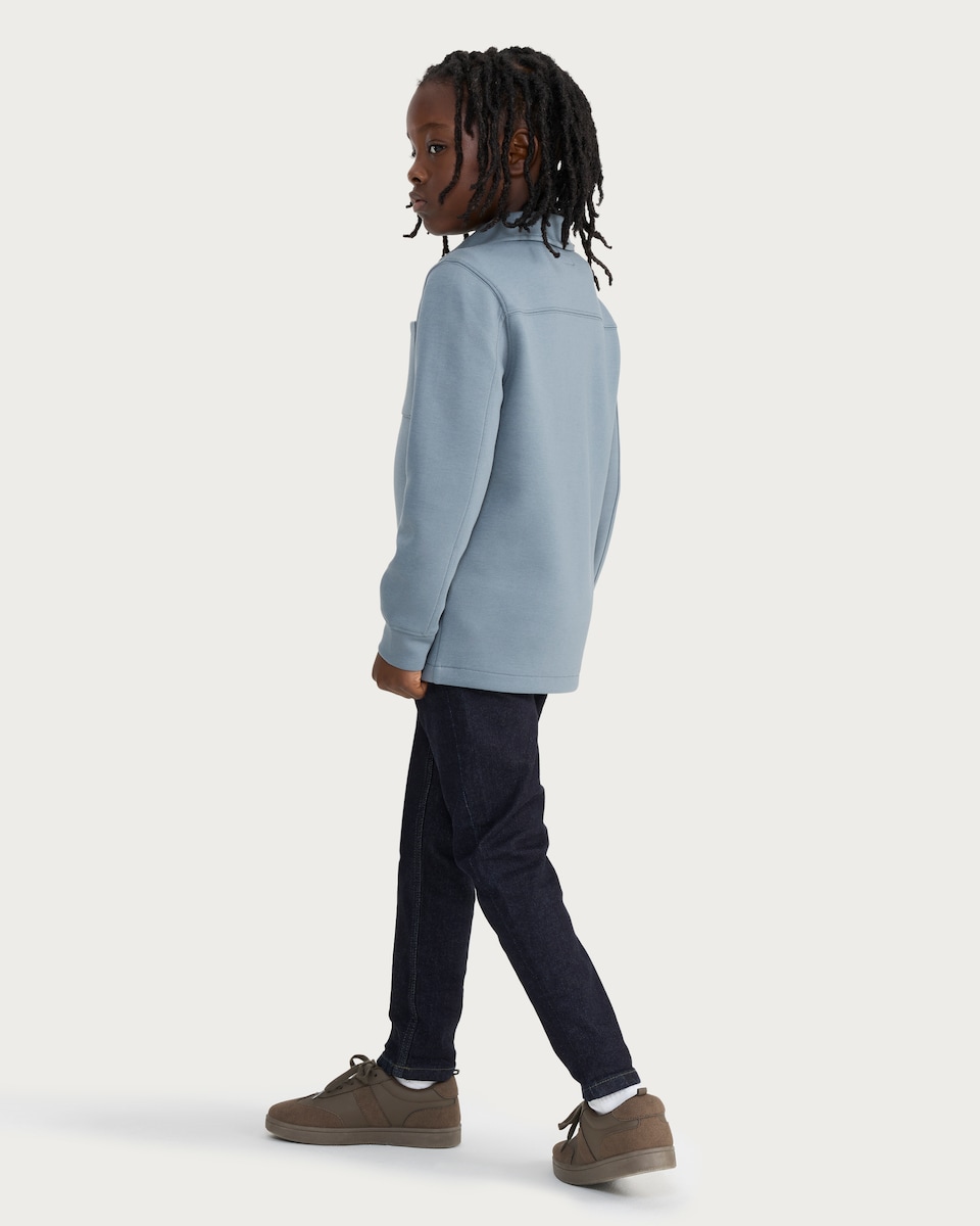 image 1 of F&F Boys Half Zip Polo Sweatshirt in Blue