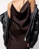 image 3 of F&F Satin Cowl Neck Midi Dress in Chocolate