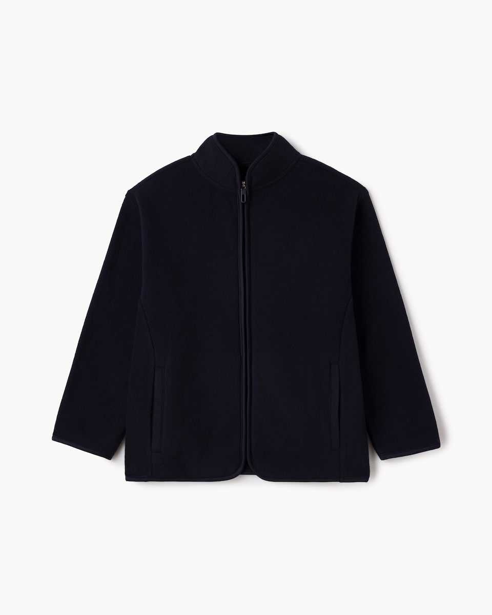 image 1 of F&F School Unisex Zip Up Fleece Jacket in Navy