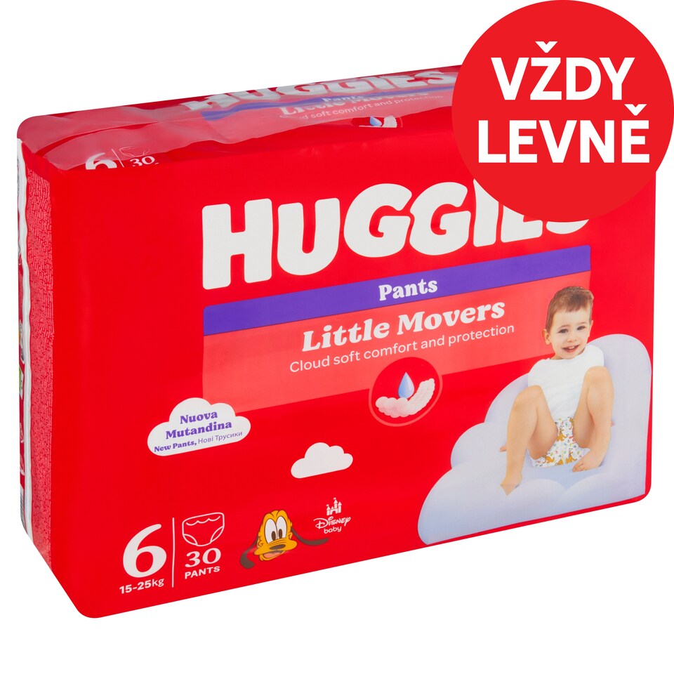 Huggies Little Movers plenkové kalhotky velikost 6 pro děti 15-25kg 30 ks