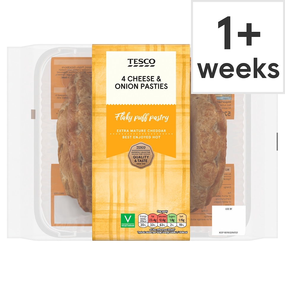 Tesco 4 Cheese & Onion Pasties 520g