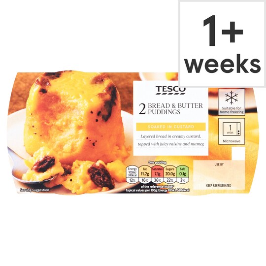 Tesco 2 Pack Bread Butter Pudding 2 X 1g Tesco Groceries