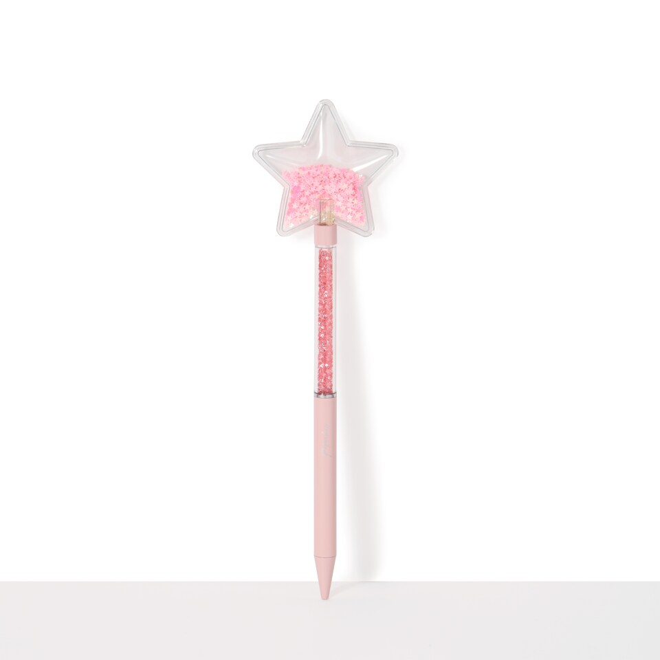 image 1 of Paperchase Pink Sparkle Star Single Ballpoint Pen