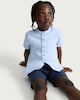 image 1 of F&F Boys 2-Piece Cotton Rich Grandad Shirt and Shorts Set in Navy