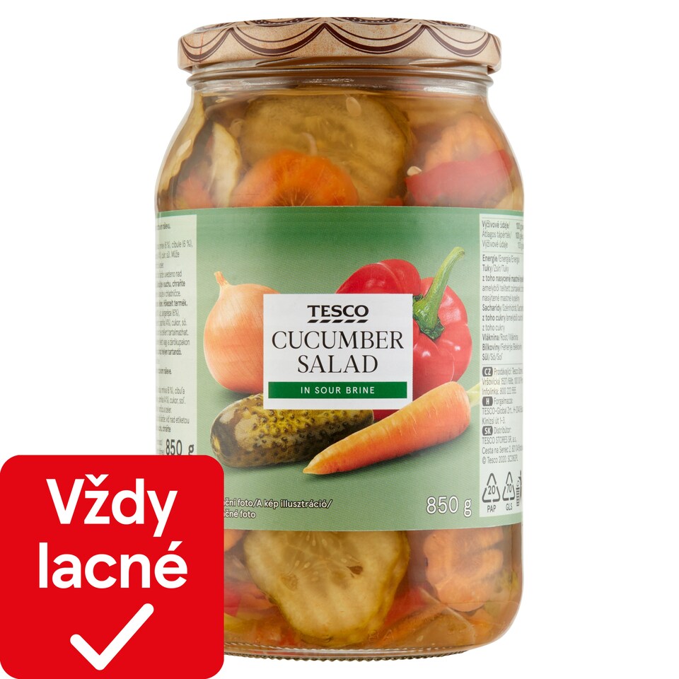 Tesco Zeleninový šalát v octovom náleve 850 g