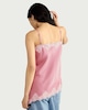 image 3 of F&F Asymmetric Hem Lace Trim Cami Top in Pink