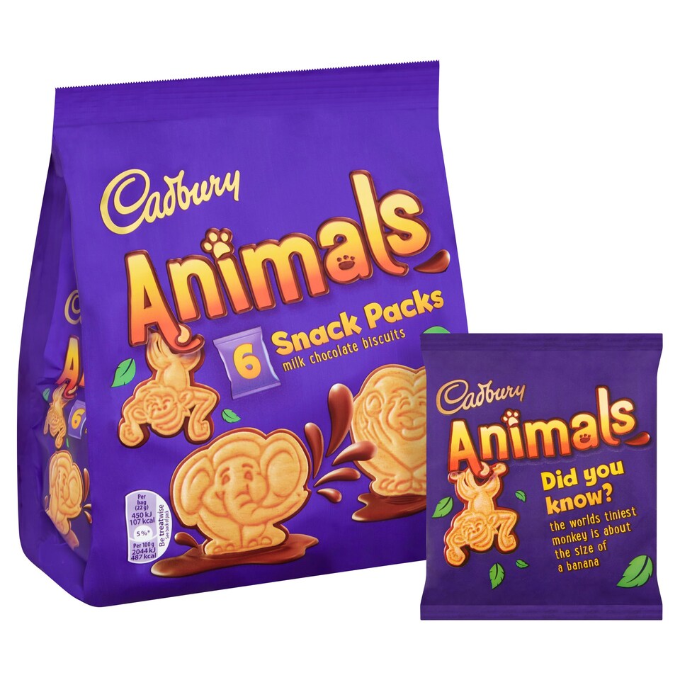 image 1 of Cadbury Animals Snack Pack 6 Pack 132G