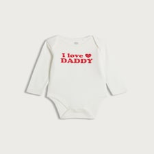 F&F Baby Pure Cotton I Love Daddy Long Sleeved Bodysuit in White