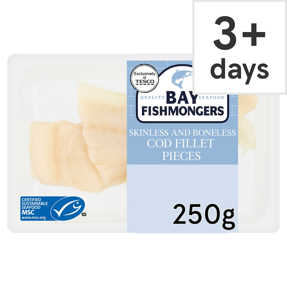 Tesco Skinless and Boneless Cod Fillet Pieces 250g