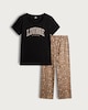 image 5 of F&F Pure Cotton Leopard Print Lounge Studio Pyjama Set in Multi Black