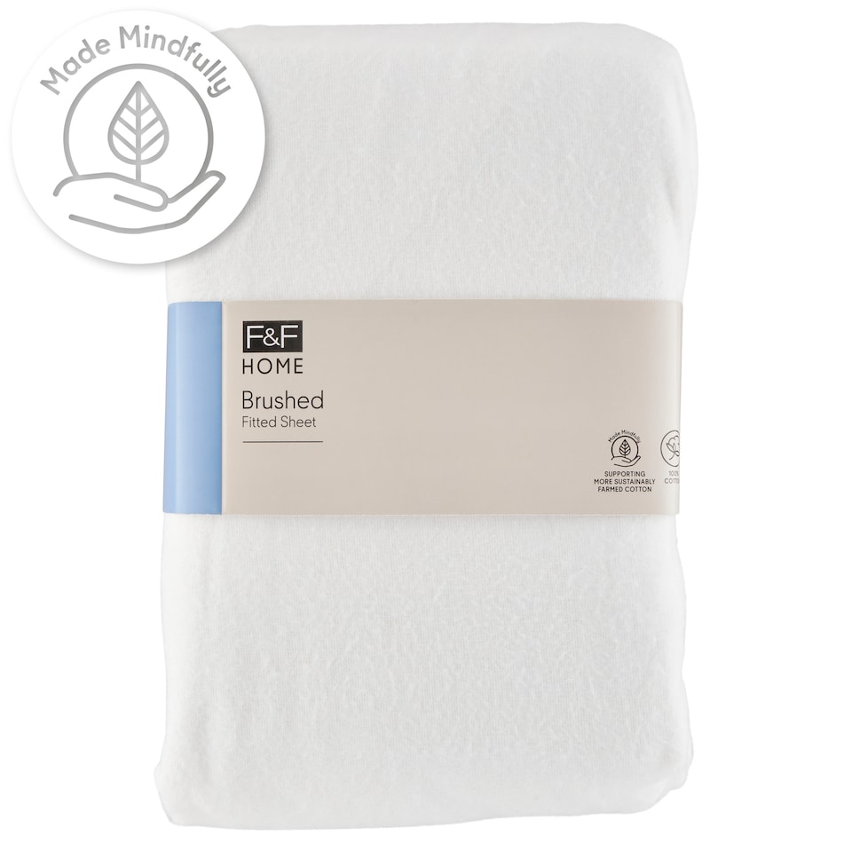F&F Home White Brushed Fitted Sheet 180 cm x 200 cm
