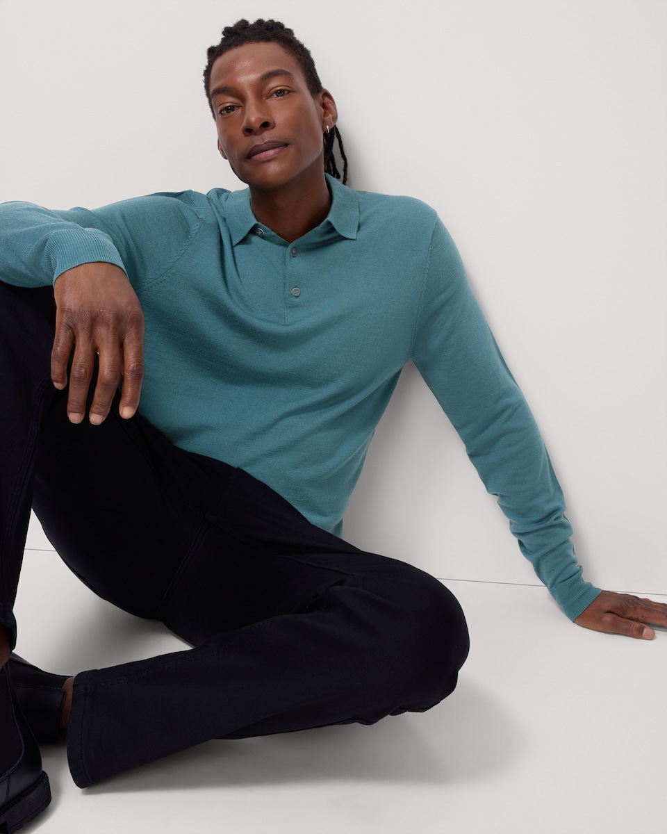 image 1 of F&F Merino Wool Polo Jumper in Teal