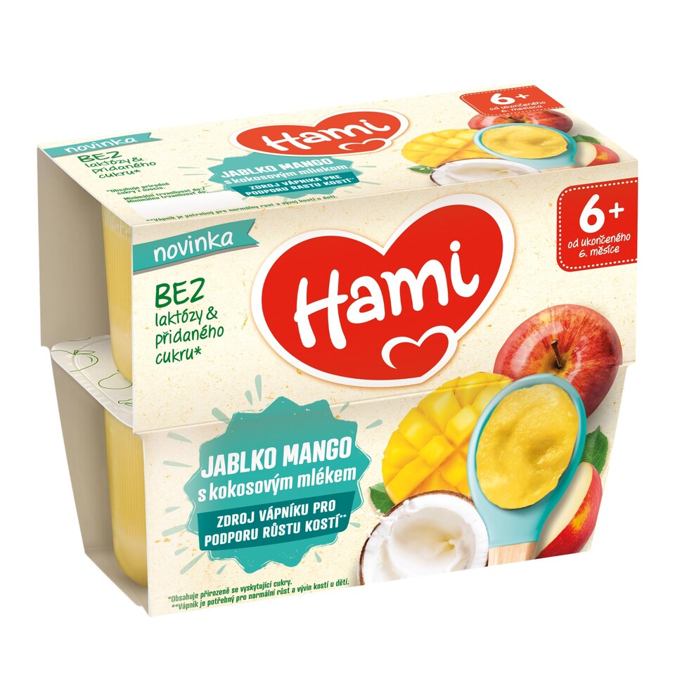 image 1 of HAMI Fruit Baby Food Apple Mango with Coconut Milk 4x95g