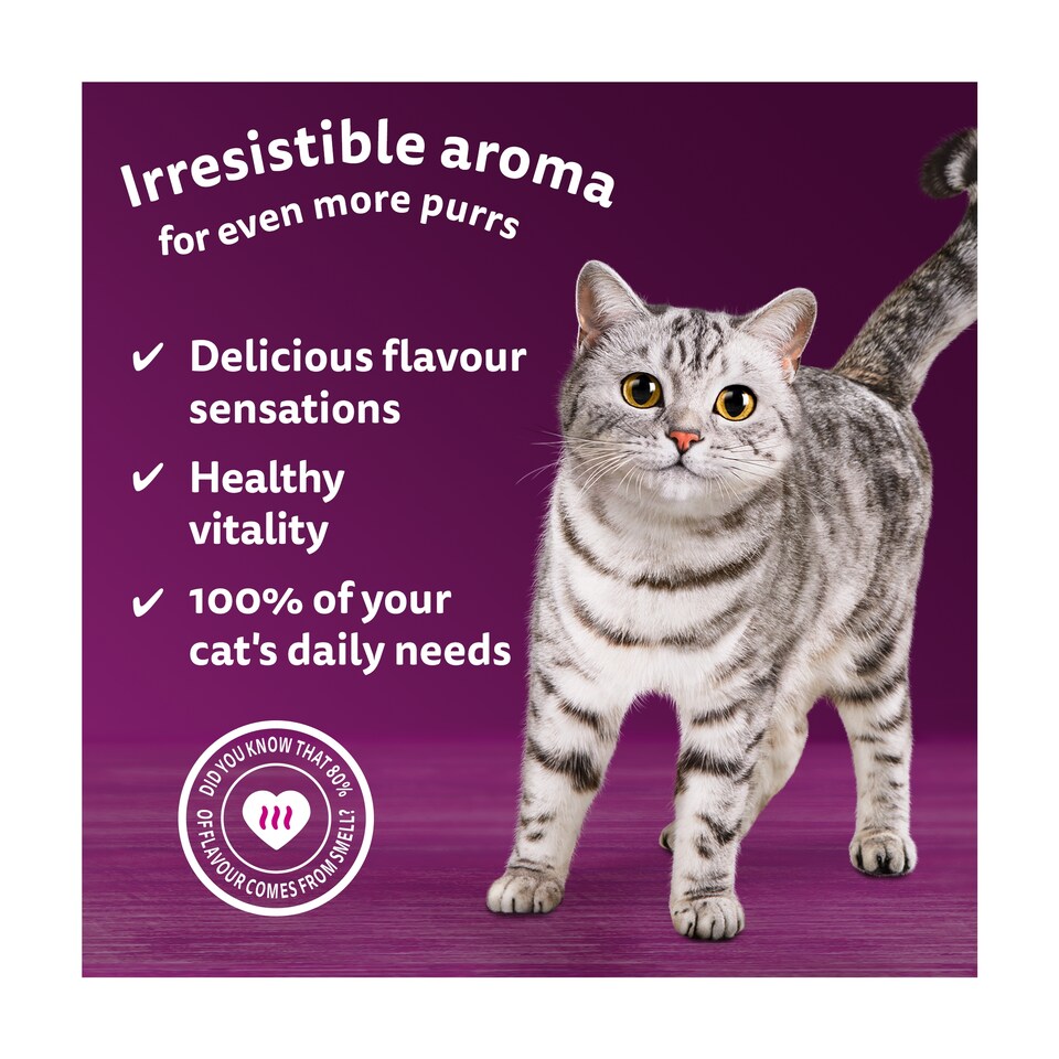 image 1 of WHISKAS 1+ Aromatic Fragrant Fusions Selection Wet Cat Food Pouches 40x85g