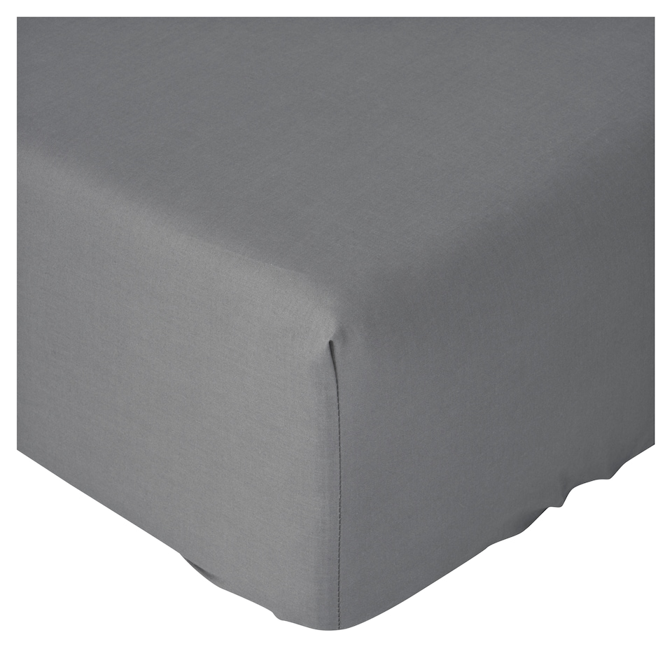 F&F Home Cotton Rich Fitted Sheet Grey Single