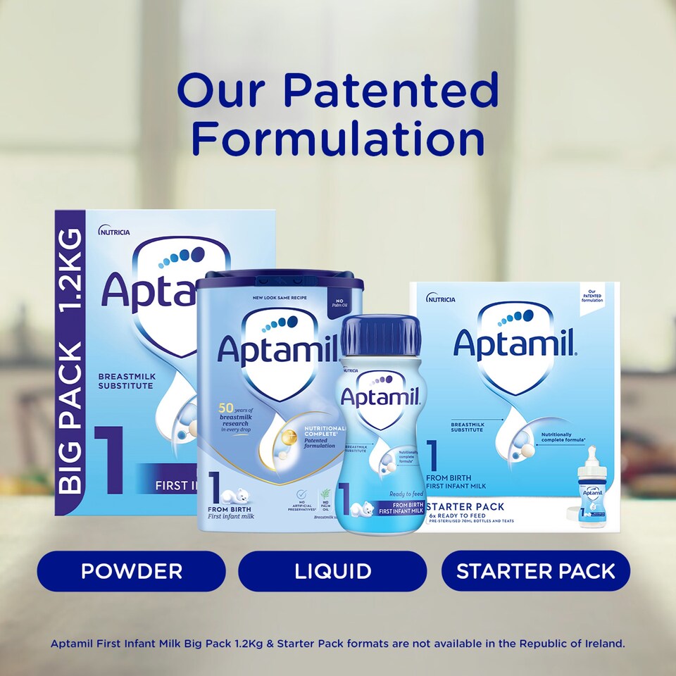 image 1 of Aptamil 1 First Infant Baby Milk Formula Liquid Starter Pack Ready to Feed from Birth 6x70ml