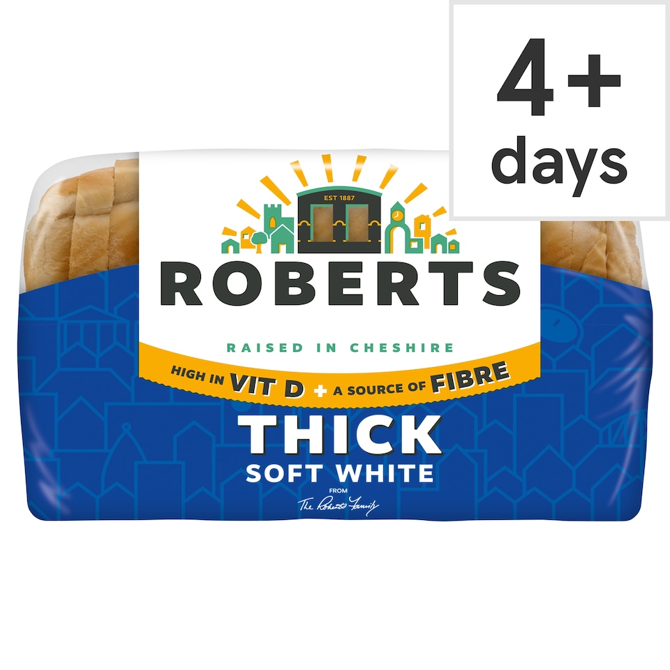 Roberts Thick Soft White Loaf with Wheat Fibre and Vitamin D 800g