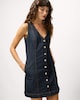 image 2 of F&F Pure Cotton Button Up Denim Mini Dress in Navy