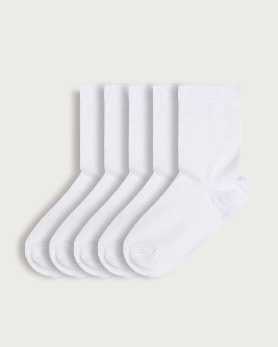 F&F School Girls 5-Pack Cotton Rich Ankle Socks in White