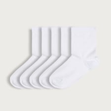 F&F School Girls 5-Pack Cotton Rich Ankle Socks in White