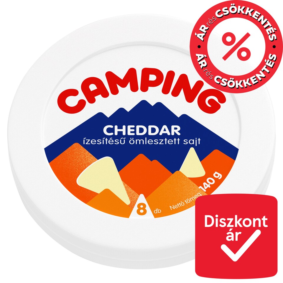 Camping cheddar ízesítésű ömlesztett sajt 8 db 140 g