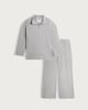 image 5 of F&F Ribbed Snit Half Zip Pyjama Set in Grey