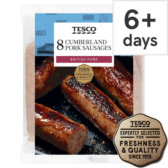 Tesco 8 British Cumberland Sausages 454g Tesco Groceries