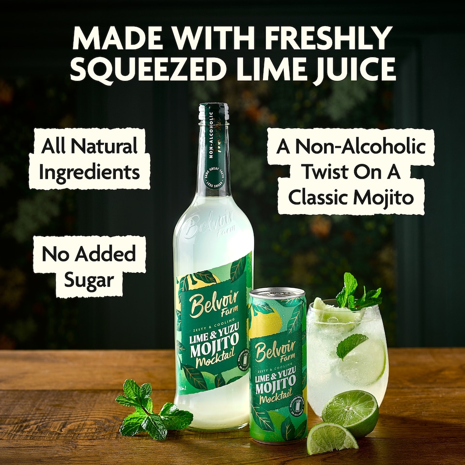 image 1 of Belvoir Farm Lime & Yuzu Mojito Mocktail 250ml