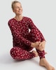 image 1 of F&F Textured Candy Cane Print Top and Trousers Pyjamas in Red